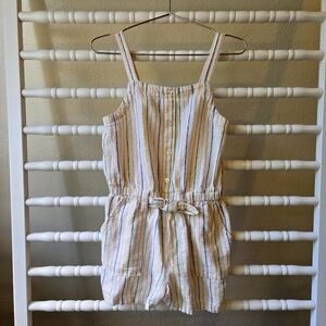 Old Navy, Girls, Romper, Size 6 Linen Natural Beige Pink Blue